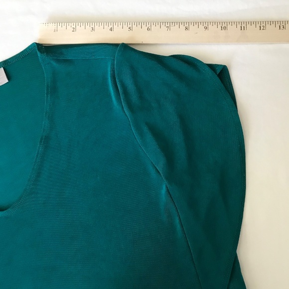 CHICO’S Travelers Flutter Sleeve V Neck Blouse Top Green Teal Size X-Large 16 - Picture 11 of 16